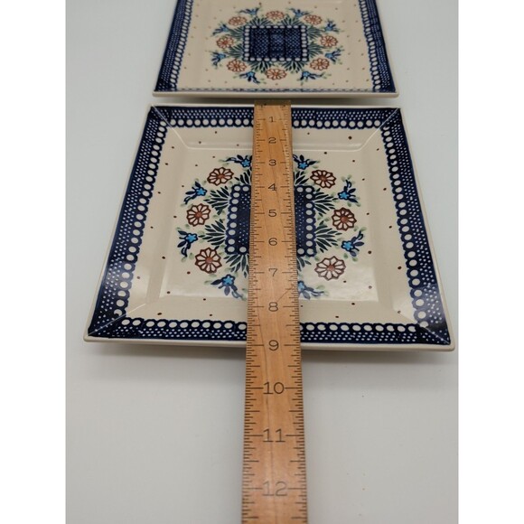 Polish Pottery Manufaktura Boleslawiec 9 Inch Square Plate - Picture 4 of 6